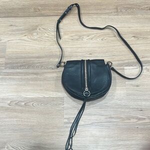Rebecca Minkoff Black leather zipper Mara Saddle Crossbody Bag
